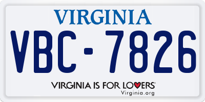 VA license plate VBC7826