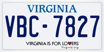 VA license plate VBC7827