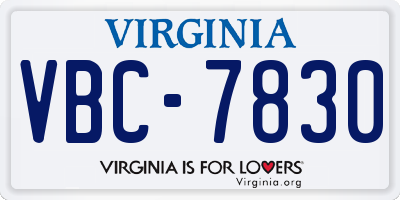 VA license plate VBC7830