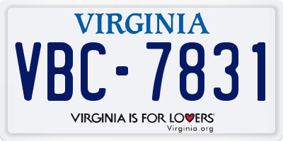 VA license plate VBC7831