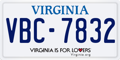 VA license plate VBC7832