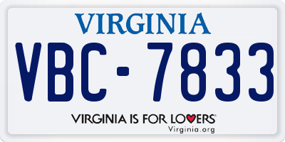 VA license plate VBC7833