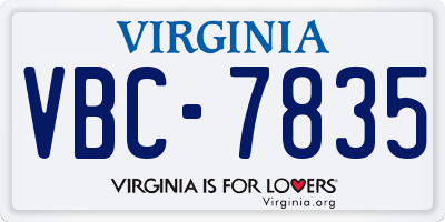 VA license plate VBC7835