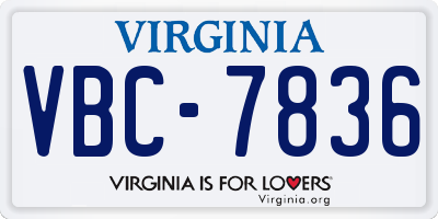 VA license plate VBC7836