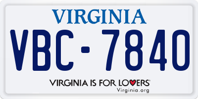 VA license plate VBC7840