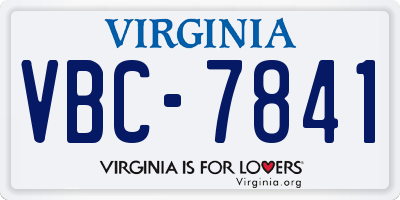 VA license plate VBC7841