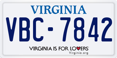 VA license plate VBC7842