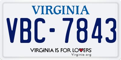 VA license plate VBC7843