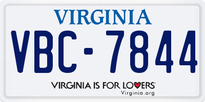 VA license plate VBC7844