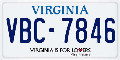 VA license plate VBC7846
