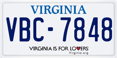 VA license plate VBC7848
