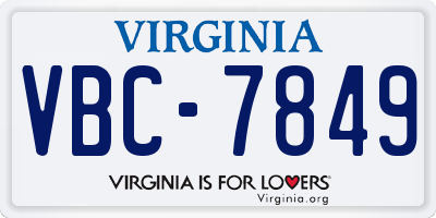 VA license plate VBC7849