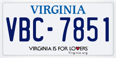VA license plate VBC7851