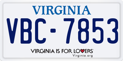 VA license plate VBC7853