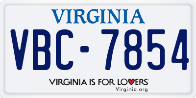 VA license plate VBC7854
