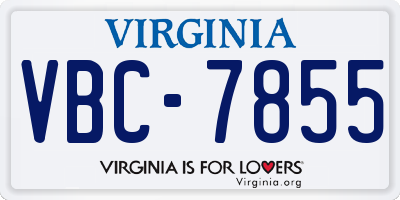 VA license plate VBC7855