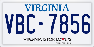 VA license plate VBC7856