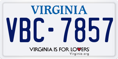 VA license plate VBC7857