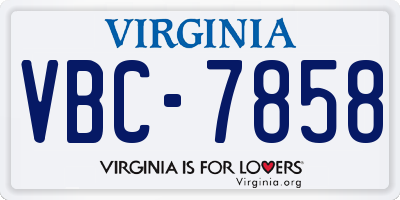 VA license plate VBC7858