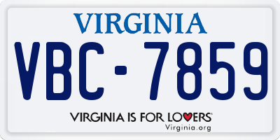 VA license plate VBC7859