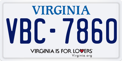VA license plate VBC7860