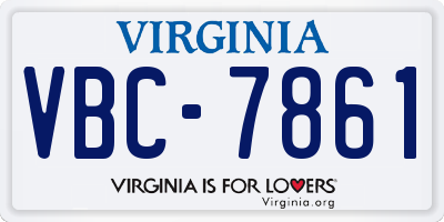 VA license plate VBC7861