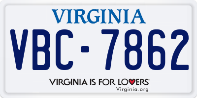 VA license plate VBC7862