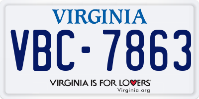 VA license plate VBC7863