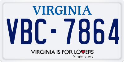 VA license plate VBC7864