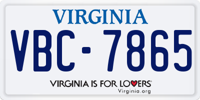 VA license plate VBC7865
