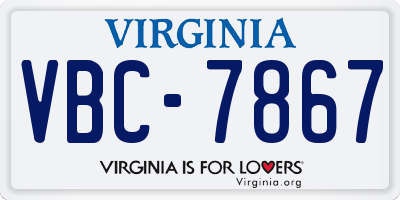 VA license plate VBC7867