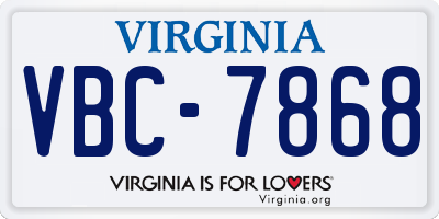 VA license plate VBC7868