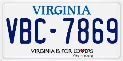 VA license plate VBC7869