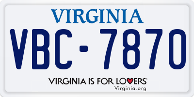 VA license plate VBC7870