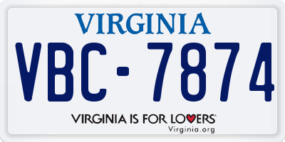 VA license plate VBC7874