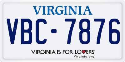 VA license plate VBC7876