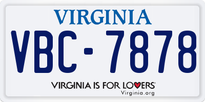 VA license plate VBC7878