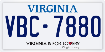 VA license plate VBC7880