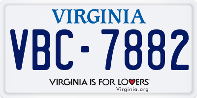 VA license plate VBC7882
