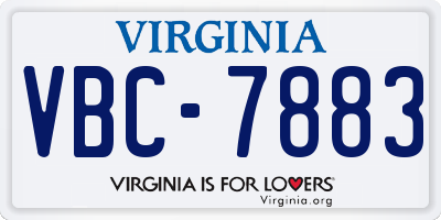 VA license plate VBC7883