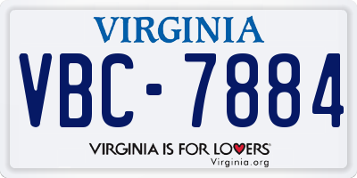 VA license plate VBC7884