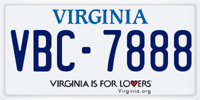 VA license plate VBC7888