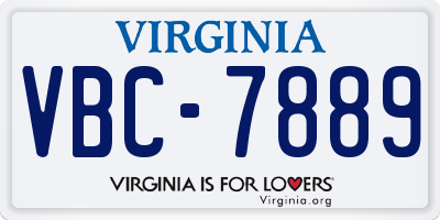VA license plate VBC7889