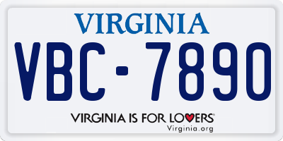 VA license plate VBC7890