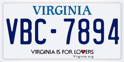 VA license plate VBC7894