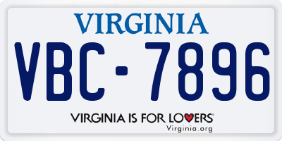 VA license plate VBC7896