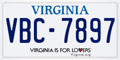 VA license plate VBC7897