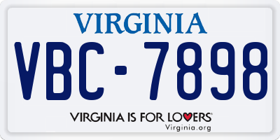VA license plate VBC7898