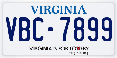 VA license plate VBC7899