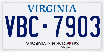VA license plate VBC7903